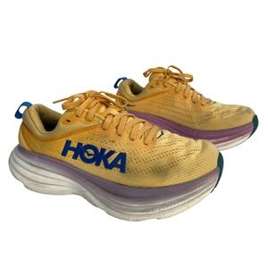 Hoka Bondi 8 Women's Running Shoes Yellow Size 6.5B Performance Athletic Comfy